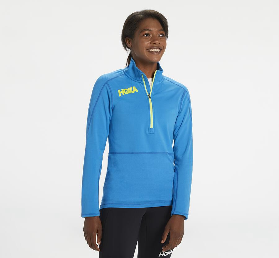 Dámske Topy Hoka One One Sk - 1/2 Zip Medzivrstva - Modre 35894-JKRF